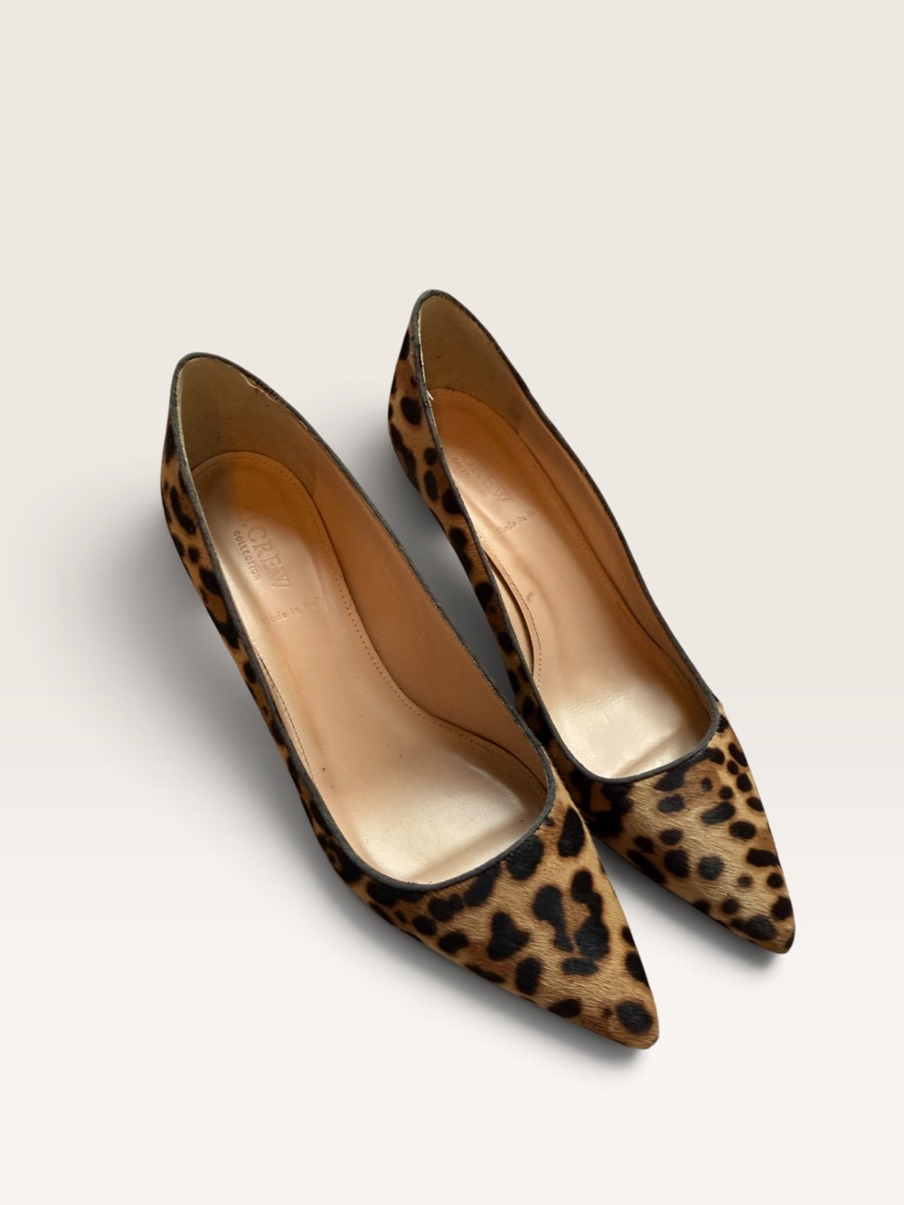 J.Crew Leopard Calf Hair Pointed Toe Flats 9.5 Made in Italy